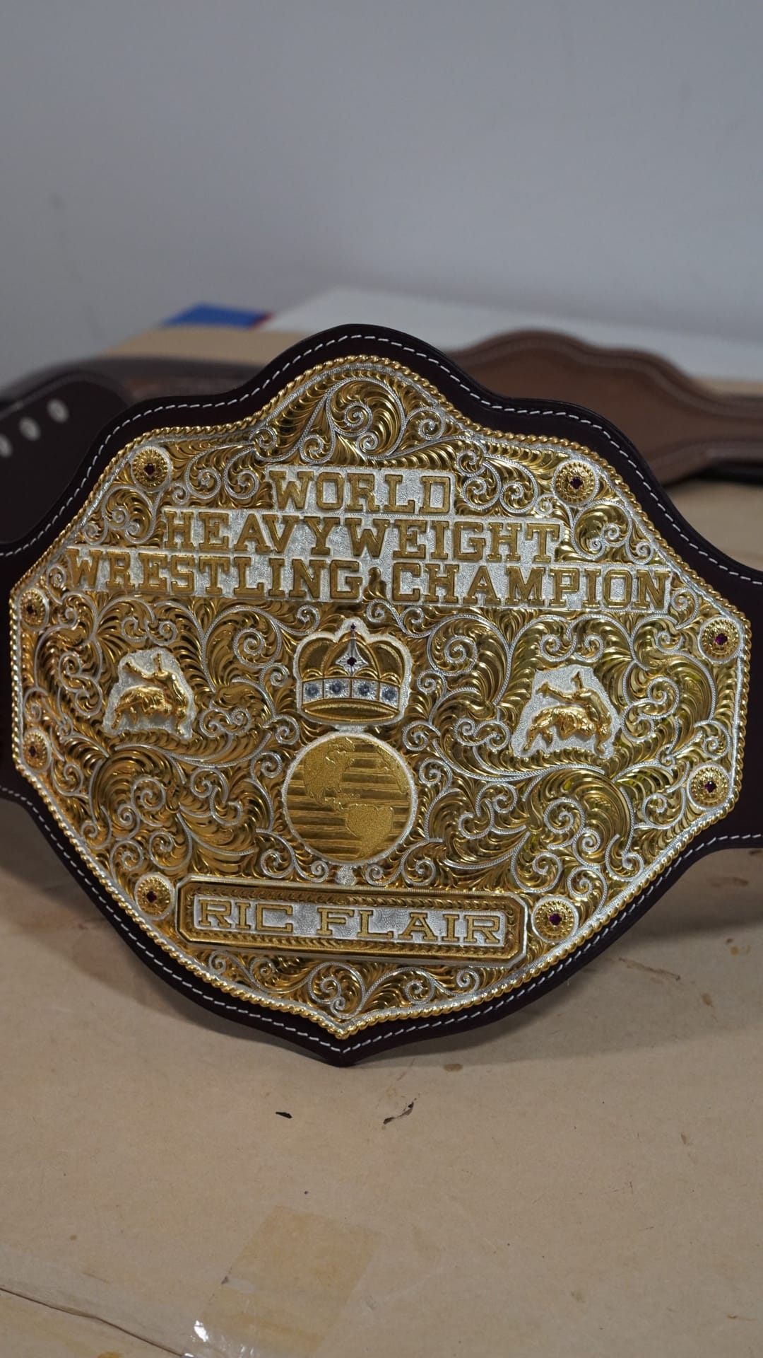 C4 Authentic Big Gold Belt with Original Crumrine Conchos and Figures
