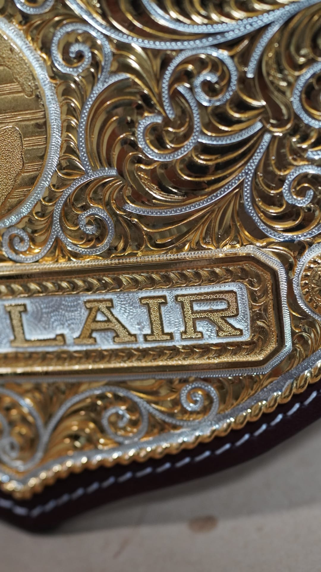 C4 Authentic Big Gold Belt with Original Crumrine Conchos and Figures