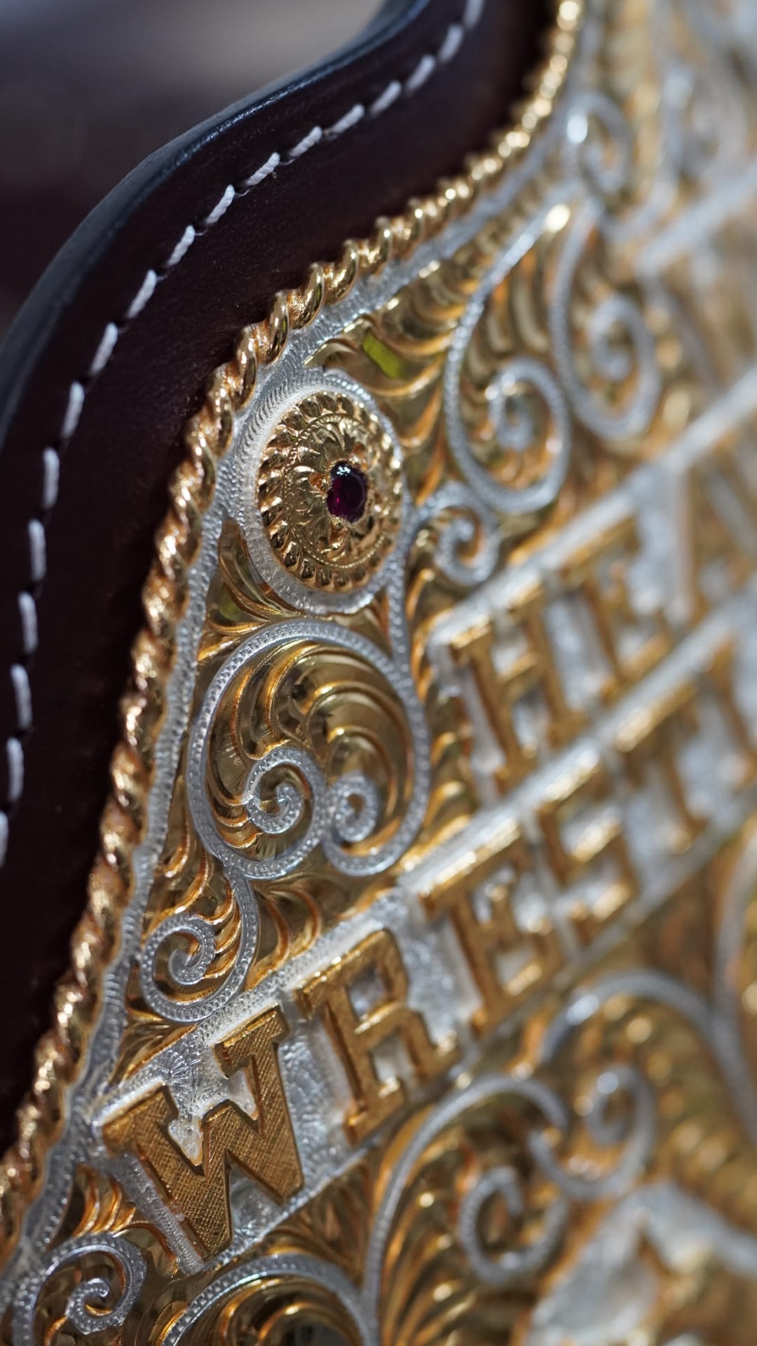 C4 Authentic Big Gold Belt with Original Crumrine Conchos and Figures
