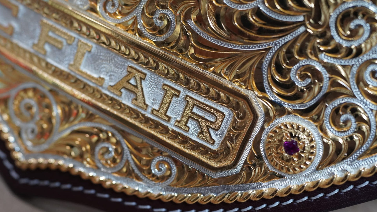 C4 Authentic Big Gold Belt with Original Crumrine Conchos and Figures