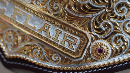 C4 Authentic Big Gold Belt with Original Crumrine Conchos and Figures