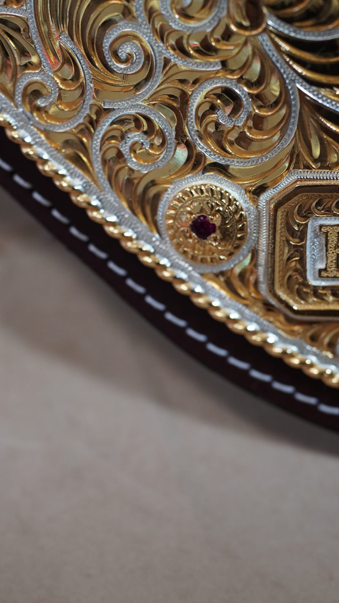 C4 Authentic Big Gold Belt with Original Crumrine Conchos and Figures