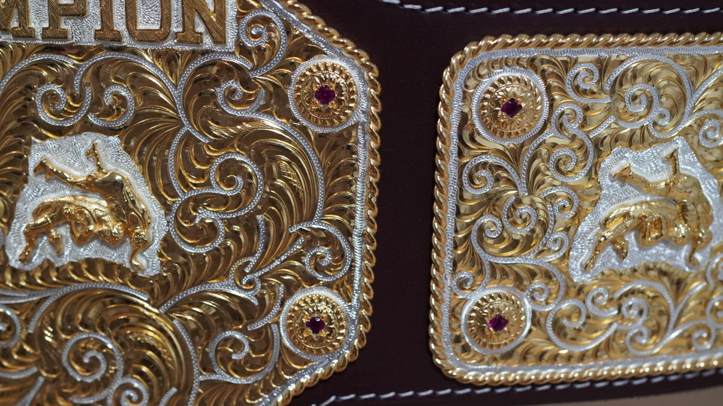 C4 Authentic Big Gold Belt with Original Crumrine Conchos and Figures