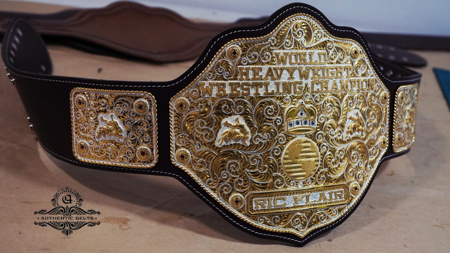 C4 Authentic Big Gold Belt with Original Crumrine Conchos and Figures